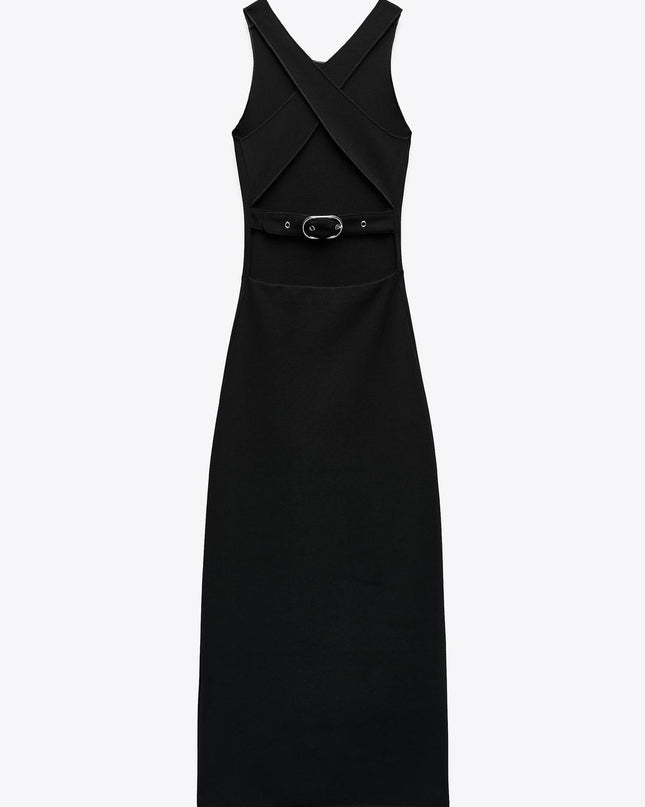 𝐙𝐀𝐑𝐀 - Vestido Stretch Contouring com Fivela