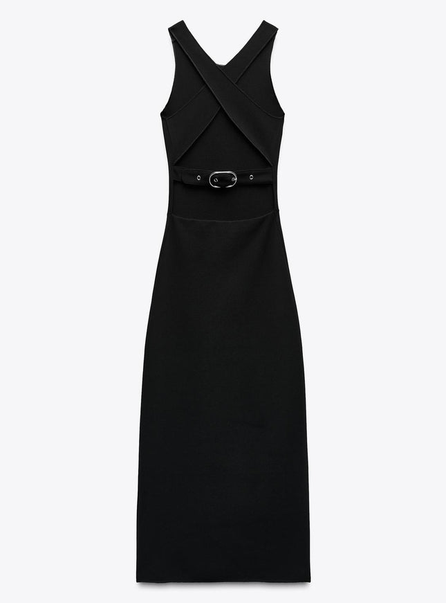 Stretch Contouring Dress with Buckle - Zara