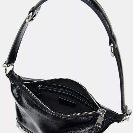 Zara Bolsa de Ombro Multiposição Preta - Alça Transformável Argolas