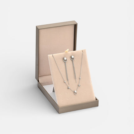 Conjunto em Aço com Pérolas
