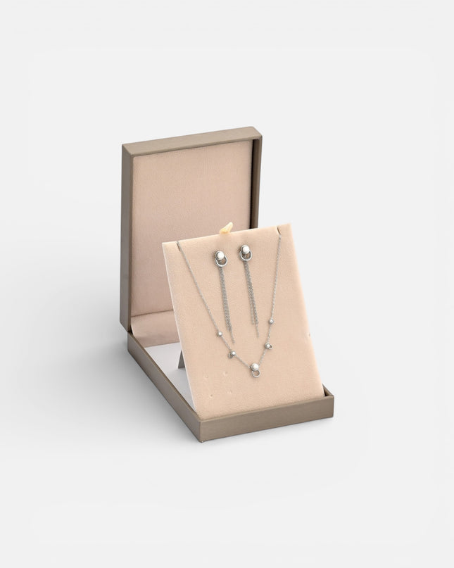 Conjunto em Aço com Pérolas