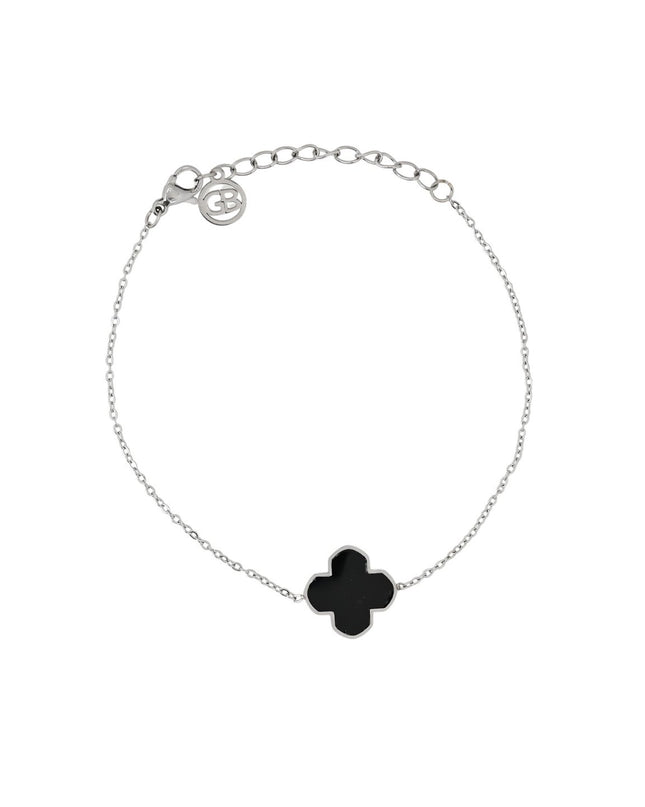 Pulseira em aço trevo preto GB