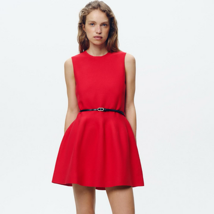 𝐙𝐀𝐑𝐀 - Vestido mini de malha com cinto