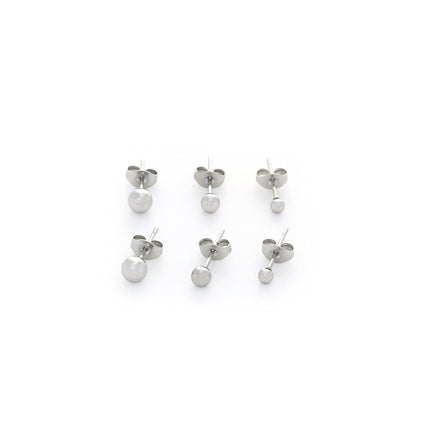 Conjunto de 3 pares de brincos em aço bolas GB