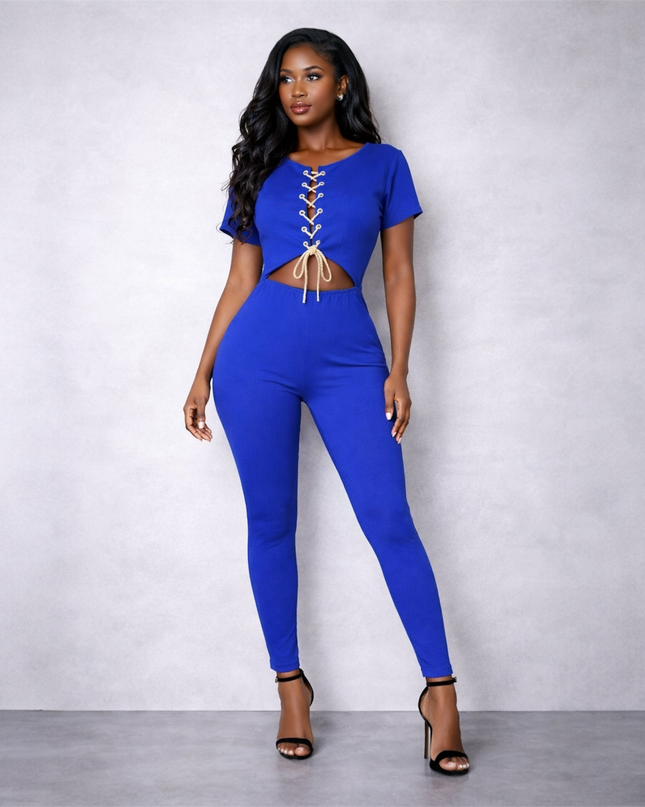 Royal Blue Jumpsuit with Drawstring