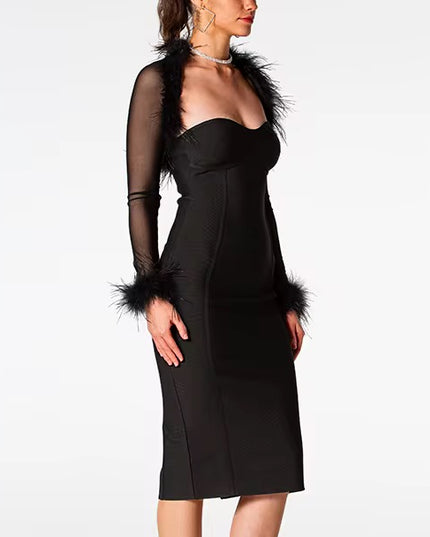 Vestido com jaqueta de tule removível  com