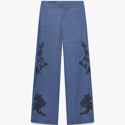 ZARA - Zara set consisting of a kimono shirt and loose-fitting pants with floral details.