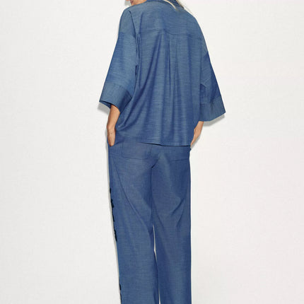 ZARA - Zara set consisting of a kimono shirt and loose-fitting pants with floral details.