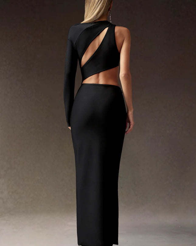 Vestido longo com fenda e um Ombro