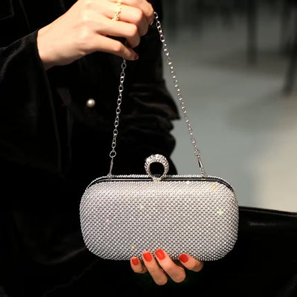 Carteira Clutch Metalizada com Cristais