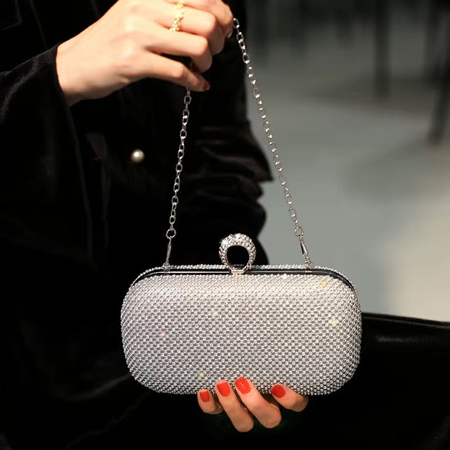 Carteira Clutch Metalizada com Cristais
