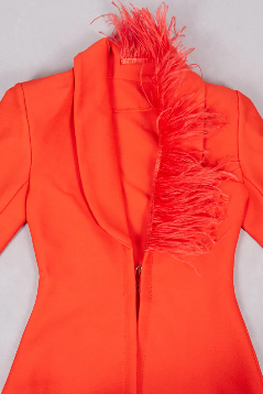 Miss Circle red set with feathers
