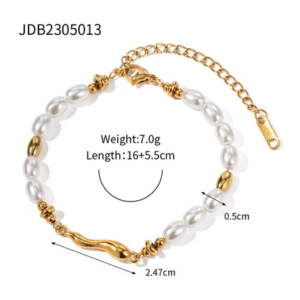 Stainless steel bracelet with water beads.