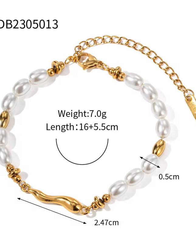 Stainless steel bracelet with water beads.