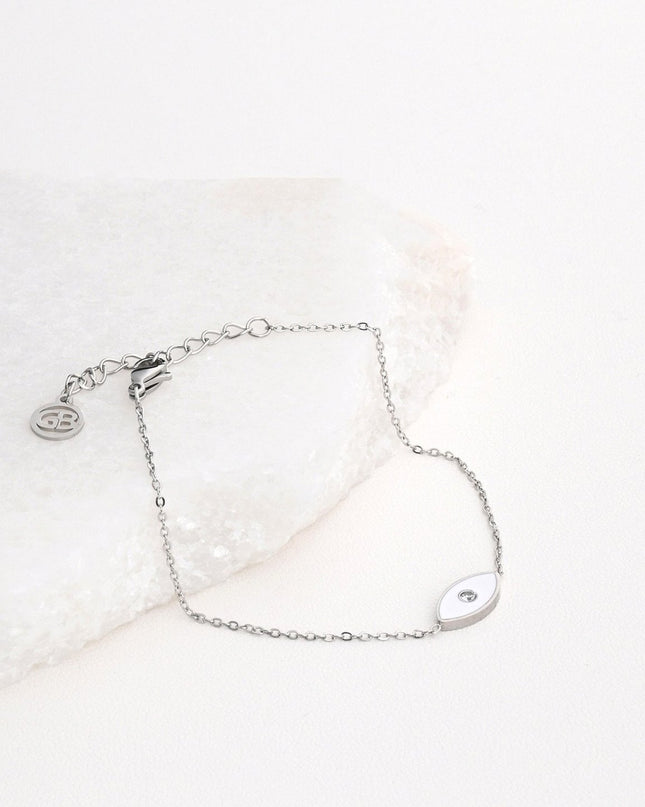 Pulseira em aço olho branco GB