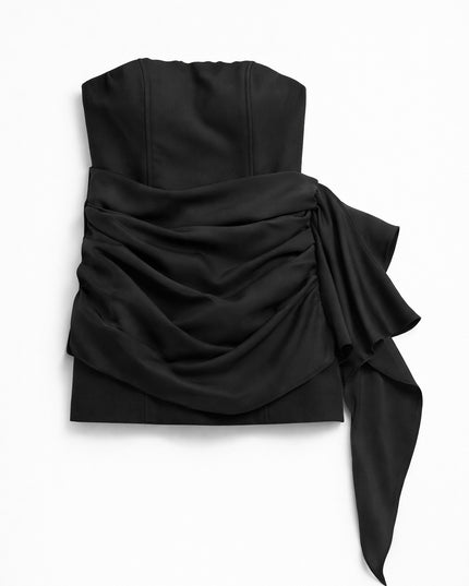 VESTIDO CURTO DRAPEADO PRETO
