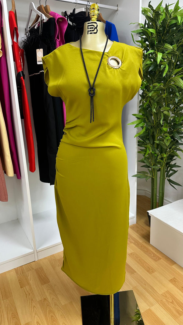 green strapless dress 