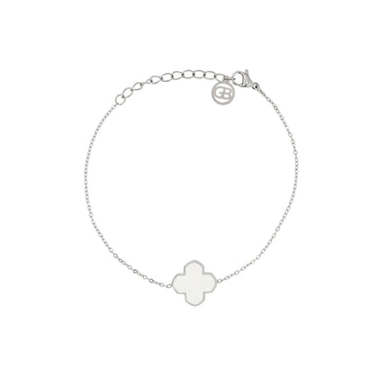 GB white clover steel bracelet