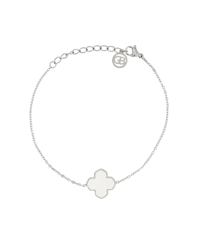 Pulseira em aço trevo branco GB