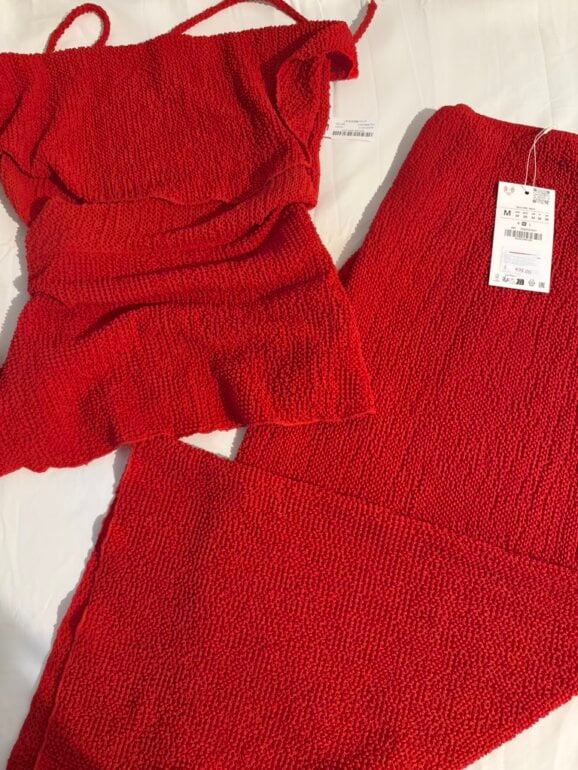 ZARA - Multi-position top and textured maxi skirt set