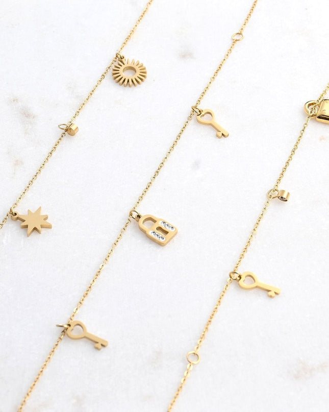 Conjuto de 3 Pulseiras de pé aço cadeados GB