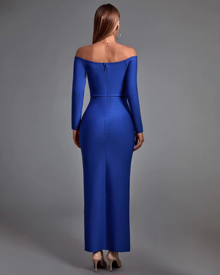 Vestido Longo Mangas Longas, Fenda Lateral