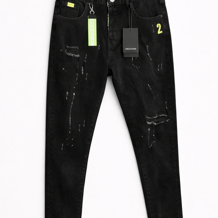 Calça Jeans Masculina Preta Rasgada