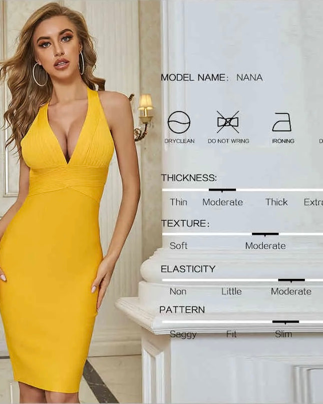 Vestido midi amarelo elegante