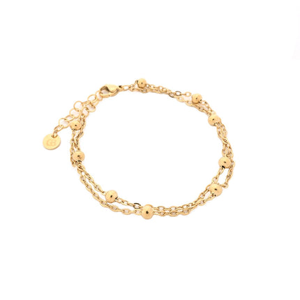 Pulseira em aço malha dupla com bolinhas GB