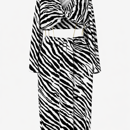 Zebra print skirt set - Black/White