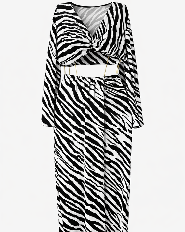 Zebra print skirt set - Black/White