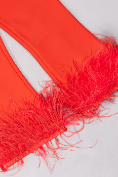 Miss Circle red set with feathers