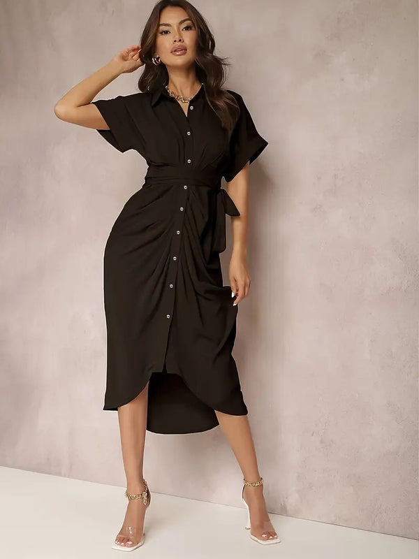 Vestido longo com gola