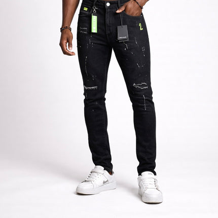 Calça Jeans Masculina Preta Rasgada