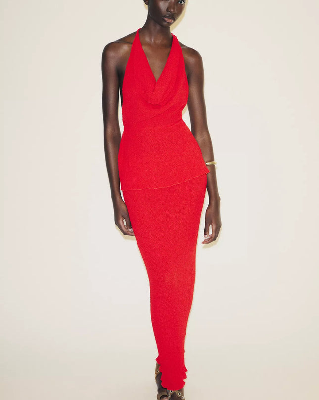 ZARA - Multi-position top and textured maxi skirt set