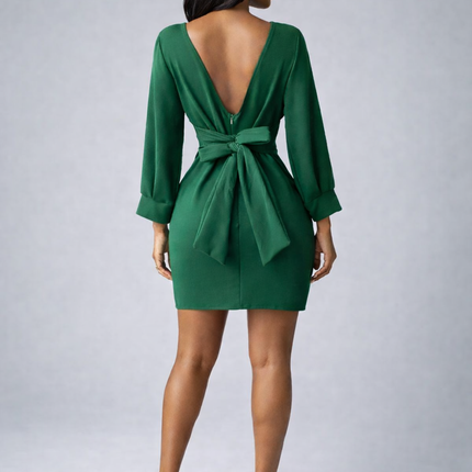 Vestido Vermelho Elegante Manga Longa tamanho único