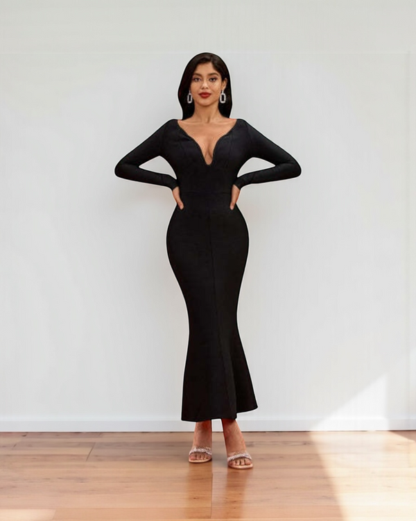 Isa midi dress - black