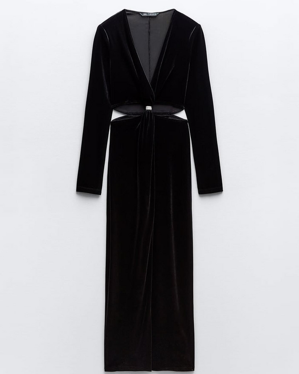 Vestido midi de veludo