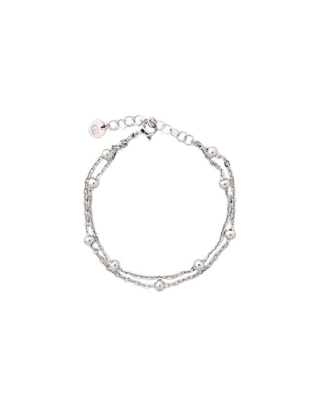Pulseira em aço malha dupla com bolinhas GB