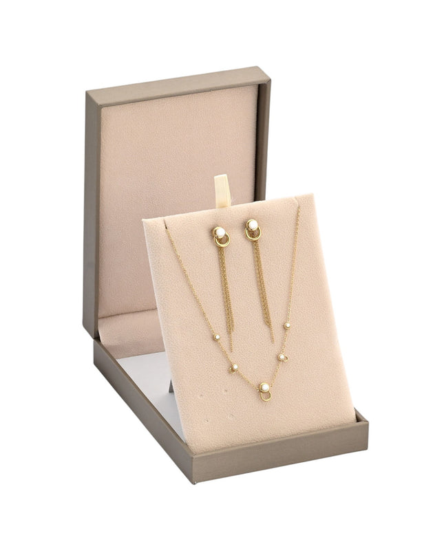 Conjunto em Aço com Pérolas
