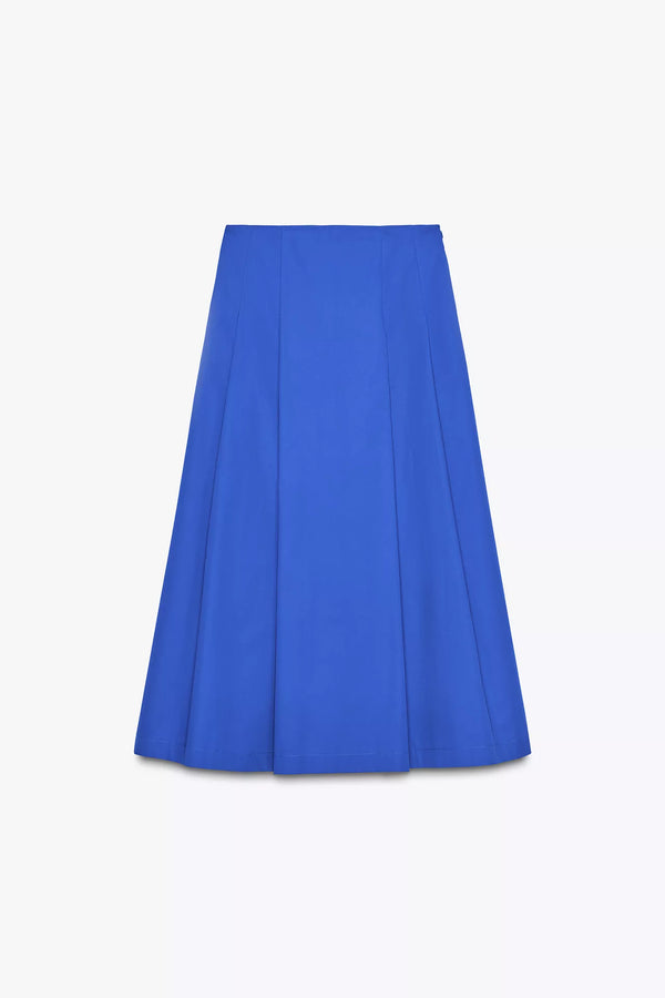 Saia Midi com pregas Azul