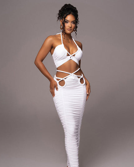 Conjunto longo Bandage com decote halter
