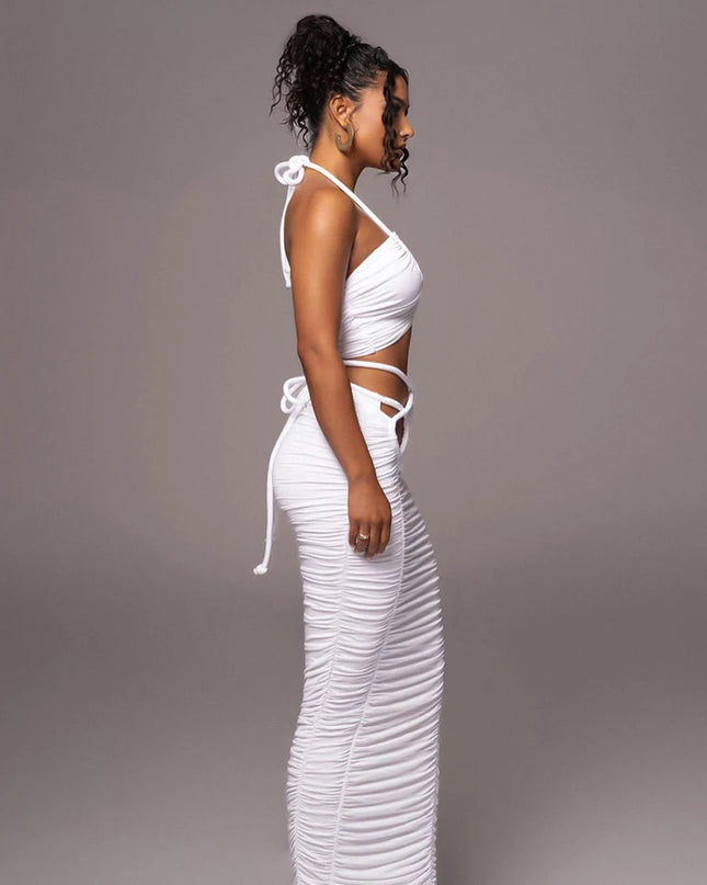 Conjunto longo Bandage com decote halter