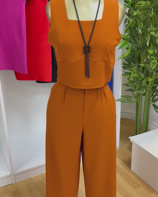 Conjunto Cropped e Calça Pantalona - Tamanho Único S/M