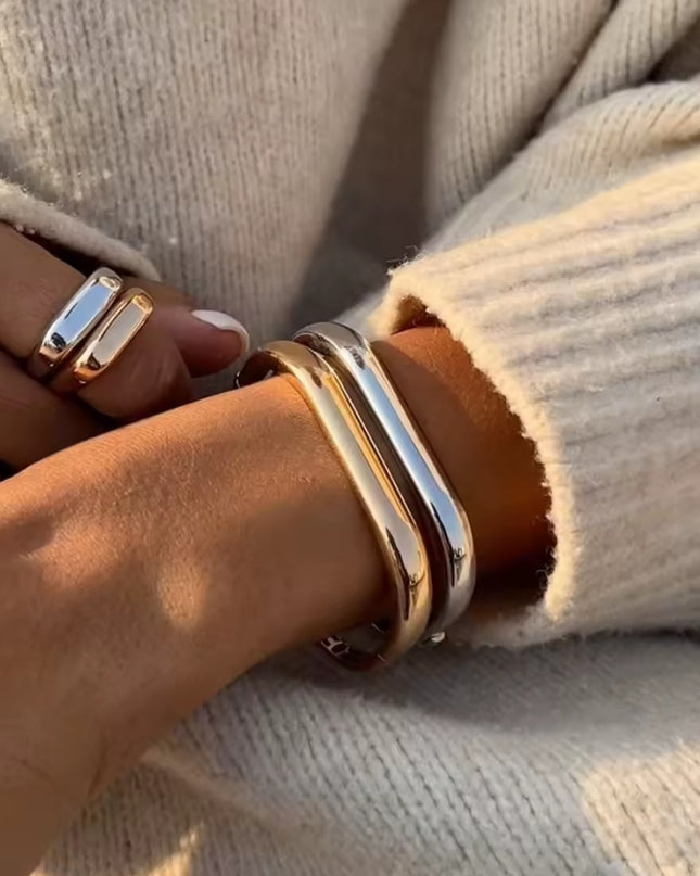 Elegant, minimalist stainless steel bracelet.