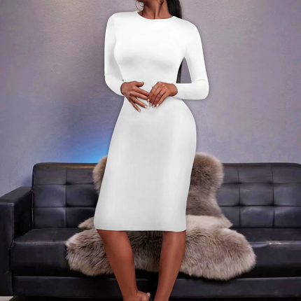 Fitted evening dress with long sleeves