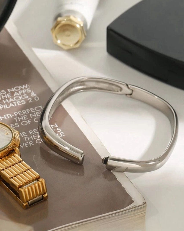 Elegant, minimalist stainless steel bracelet.