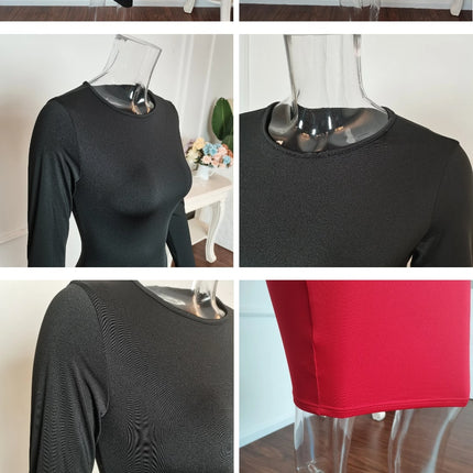 Fitted evening dress with long sleeves